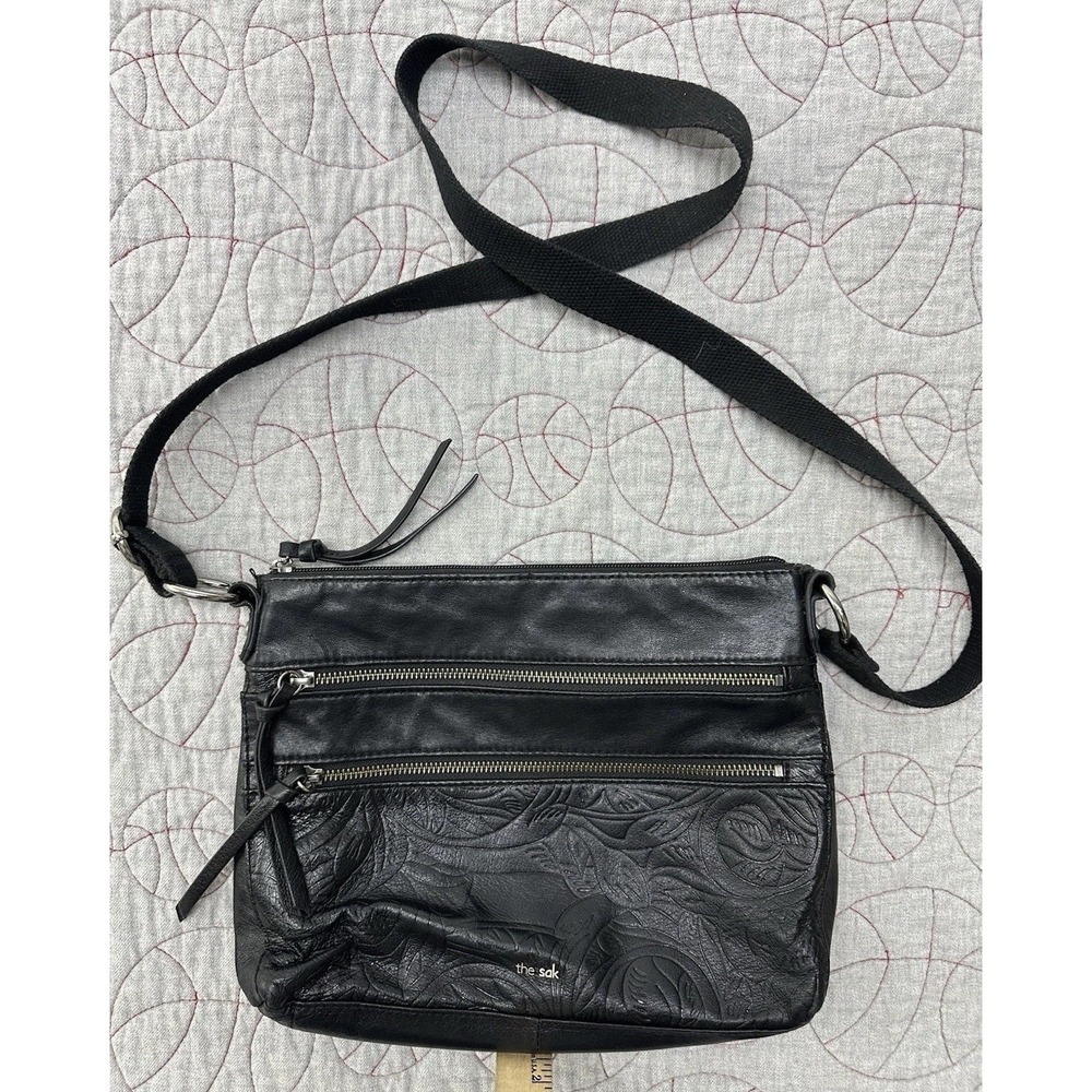 The Sak Reseda Crossbody Bag‎ Black Tooled Embossed Leather / Women's One Size